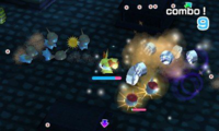 Luchando contra otros Pokémon en una de las fases.