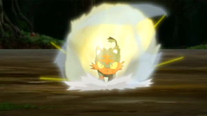 Litten de Ash usando Carrera Arrolladora.