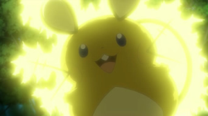 Dedenne usando impactrueno.