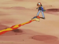 Cyndaquil usando lanzallamas.