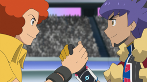 Leon/Lionel junto a Flint/Fausto (anime).