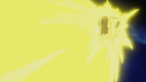 Pikachu de Ash usando rayo.
