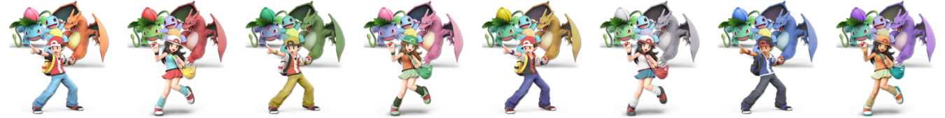 Paleta de colores de Entrenador Pokémon en SSBU.
