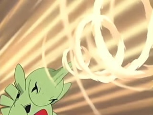 Larvitar usando tormenta arena.