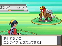 Encuentro con Entei en Pokémon Oro HeartGold y Plata SoulSilver.