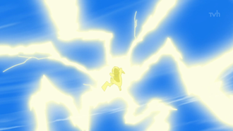 Pikachu de Ash usando rayo.