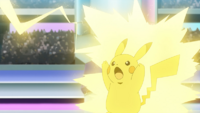 Pikachu de Ash usando rayo.