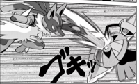 Lucario de Korrina/Corelia usando puño certero.