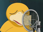 Psyduck usando hipnosis, pero esta vez lo hace cantando atravez de un micrófono para hipnotizar a todos lo Pokémon de área.