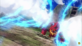 Volcanion usando chorro de vapor.