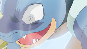 ...para devolverle con el doble de potencia el cabezazo al Blastoise del marinero.