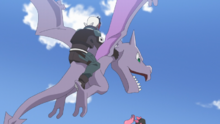 Sidian volando con su Aerodactyl.