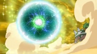 Torterra de Ash usando energibola/bola de energía.