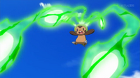 Chespin de Clemont/Lem usando pin misil.