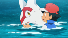 Ash rescatando a Latias.