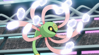 Cradily de Steven/Máximo usando pedrada.