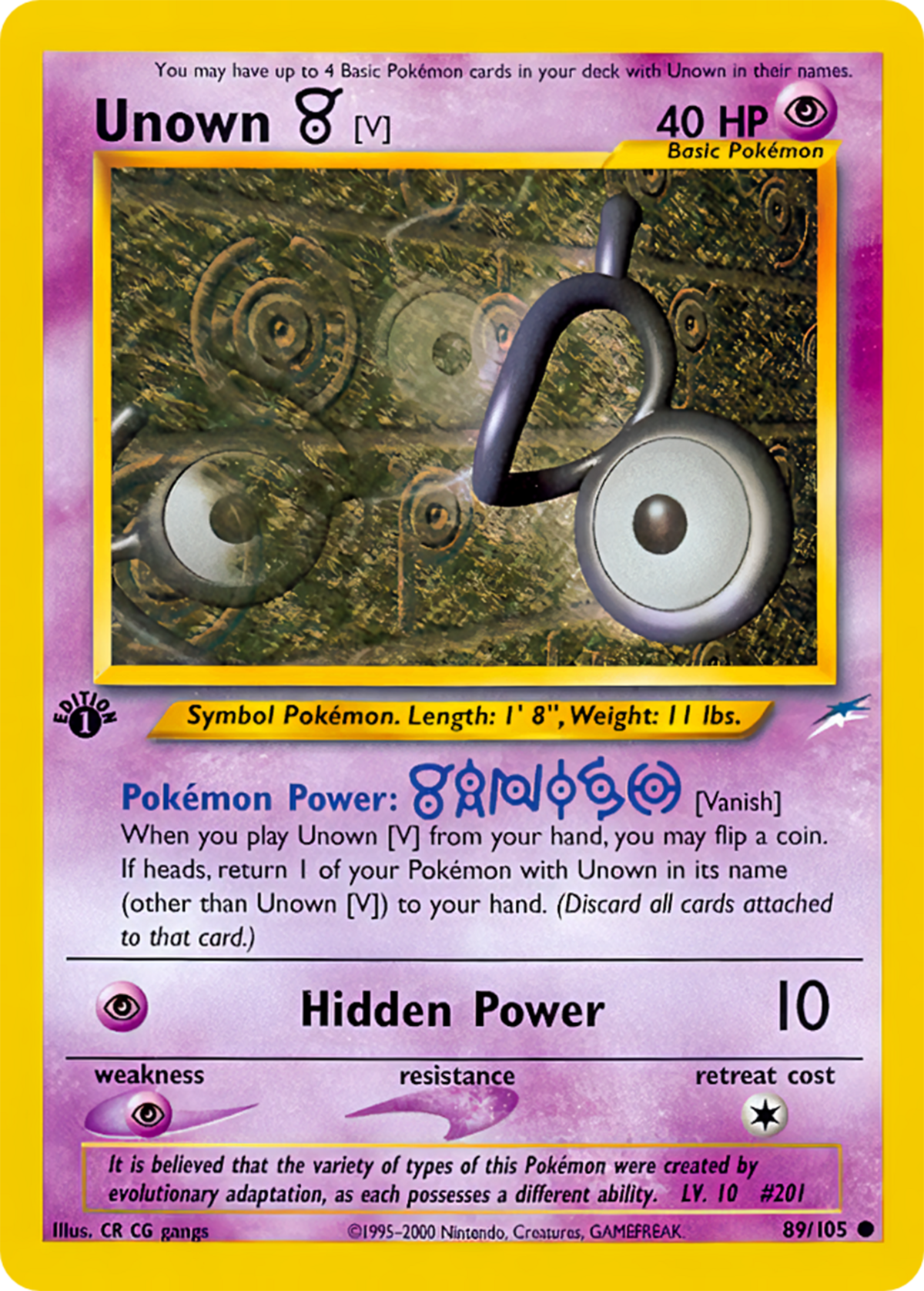 Unown V (Neo Destiny TCG) - WikiDex, la enciclopedia Pokémon