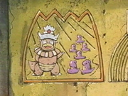 Mural tallado con imagen de Slowking.