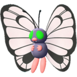 Imagen de Butterfree variocolor hembra en Pokémon: Let's Go, Pikachu! y Pokémon: Let's Go, Eevee!