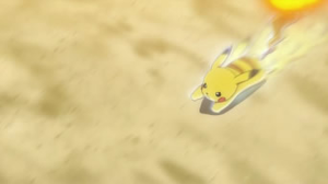 Pikachu usando ataque rápido.