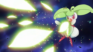 Steenee de Mallow/Lulú usando hoja mágica.