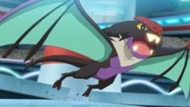 Noivern de Drasna/Drácena usando supercolmillo/superdiente.