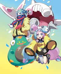 Artwork de e-Nigma y Grusha en Pokémon Masters EX.