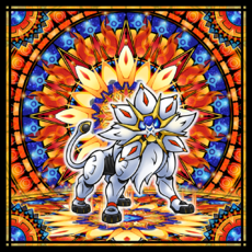 Ilustración de Solgaleo para el Juego de Cartas Coleccionables Pokémon Pocket.
