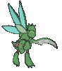 Imagen posterior de Scyther variocolor macho en Pokémon X, Pokémon Y, Pokémon Rubí Omega, Pokémon Zafiro Alfa, Pokémon Sol, Pokémon Luna, Pokémon Ultrasol y Pokémon Ultraluna