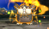 Raticate dominante de la Cueva Sotobosque en Pokémon Luna.