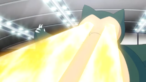 Snorlax usando hiperrayo.