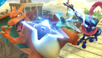 Greninja usando shuriken de agua en Super Smash Bros. para Wii U.