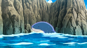 Wailmer atrapado por el Psíquico de Bruxish.