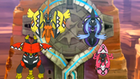 Tapu Koko junto con los otros espíritus guardianes.