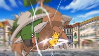 Pikachu usando cola férrea.