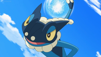 Frogadier de Ash usando hidropulso.