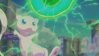 Un Mew usando motivación en el Campeonato Mundial Pokémon 2023 Tráiler animado/¡Desafía al mundo!.