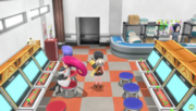 Interior de la Sala de Juegos Rocket en Pokémon Let's Go Pikachu e Eevee.