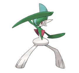 Ilustración oficial de Gallade. Se puede apreciar cómo la línea parece totalmente plana.
