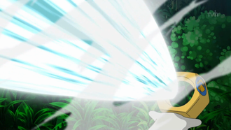 Meltan de Ash usando foco resplandor.