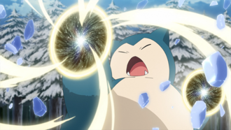 Snorlax de Ash usando megapuño.