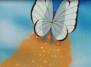 Butterfree de Ash usando Paralizador en un flashback del EP007.