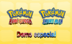 Carátula de la Demo especial de Pokémon Rubí Omega y Pokémon Zafiro Alfa