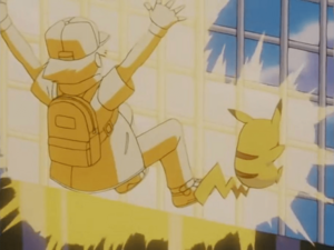 Pikachu usando Impactrueno/Rayo.