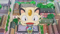 Globo Meowth en la serie Viajes Pokémon.