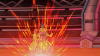 Haxorus de Iris usando enfado.