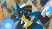 Lucario usando esfera aural.