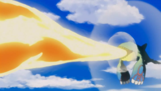 Kyogre usando Hiperrayo