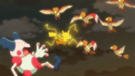 Pikachu salvando a Mr.Mime.