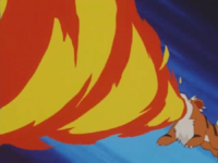 Growlithe usando lanzallamas.